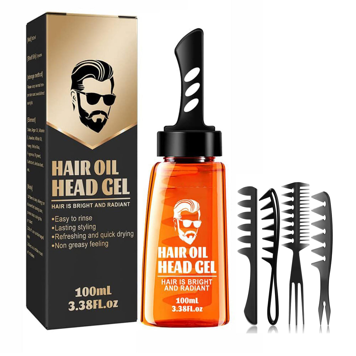 Men’s Hair Wax with Styling Comb – Long-Lasting, Quick-Drying Gel Pomade for Non-Greasy, Moisturized, and Effortlessly Styled Hair All Day