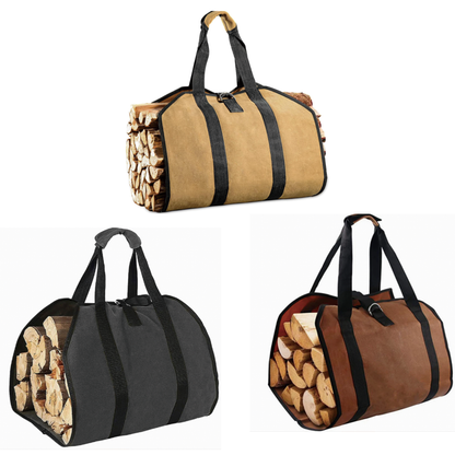 Heavy-Duty Firewood Carrier Bag – Durable PVC Tote for Fireplace, Camping & Wood Transport