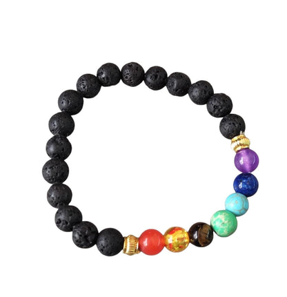 Volcanic Stone Beaded Bracelet - Stretchable Handcrafted Jewelry with Colored Stones for Men & Women, Spiritual Gift Idea