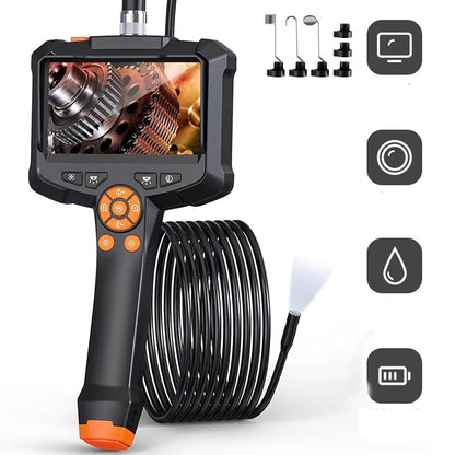 Industrial Borescope Inspection Camera – 1080P Digital Snake Camera with 8 LEDs and 4.3-Inch Screen, IPX7 Waterproof for Mechanics, Plumbing, Electronics