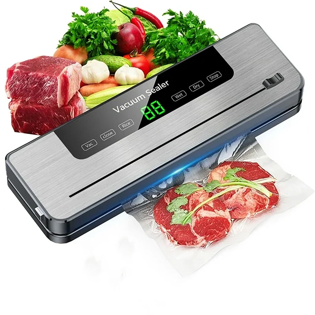 Household Vacuum Sealer Machine - Dry/Wet Food Storage Sealer with Built-in Cutter for Freshness & Kitchen Organization