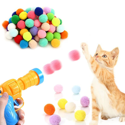 Cat Ball Launcher Set – 100 Colorful Cat Balls + 2 Launchers for Interactive Pet Playtime & Fun