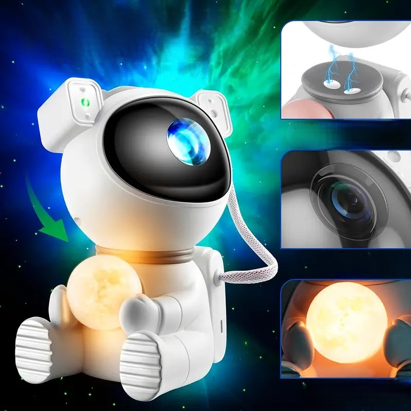 Astronaut Galaxy Moon Lamp Projector – Starry Nebula Sky Night Light for Bedrooms, Parties, Kids’ Décor, and Whimsical Space-Themed Gifting