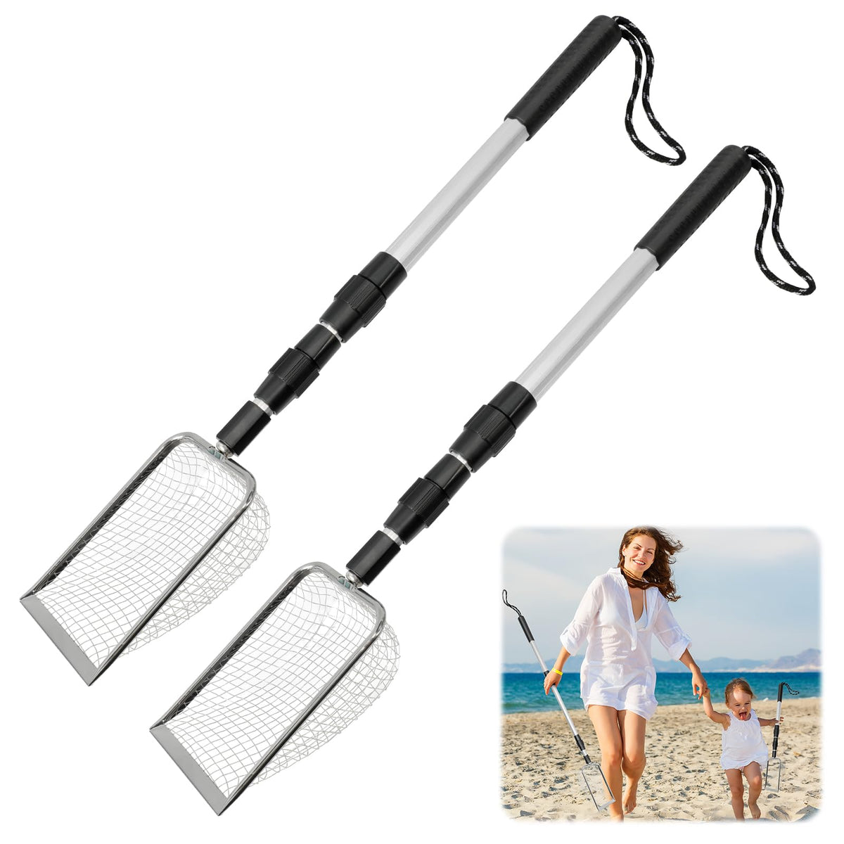 Stainless Steel Beach Sand Sifters – Durable Handheld Treasure-Hunting Tools for Shells, Gems, and Metal Detecting Adventures