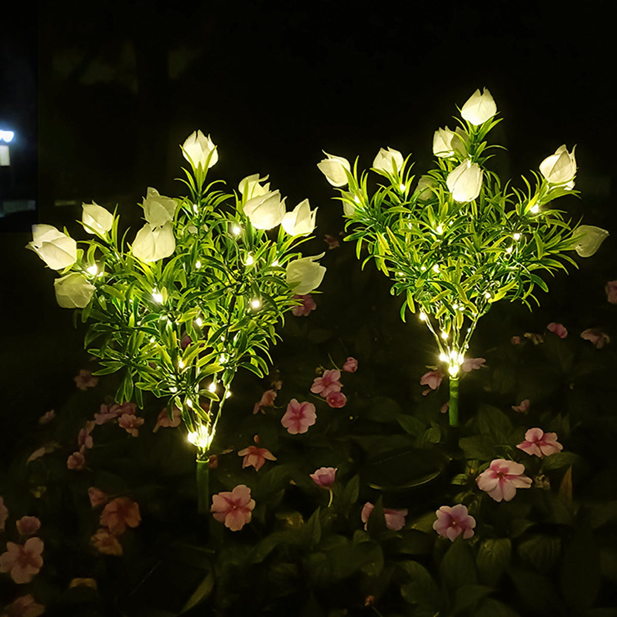 Solar LED Gardenia Flower Lights – IP65 Waterproof Outdoor Yard & Pathway Ambience Lamps