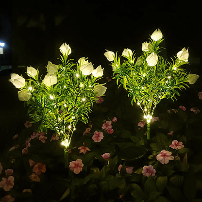 Solar LED Gardenia Flower Lights – IP65 Waterproof Outdoor Yard & Pathway Ambience Lamps