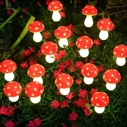 Solar Mushroom Garden Lights – Waterproof Decorative Outdoor String Lights for Lawn, Patio & Pathway Décor