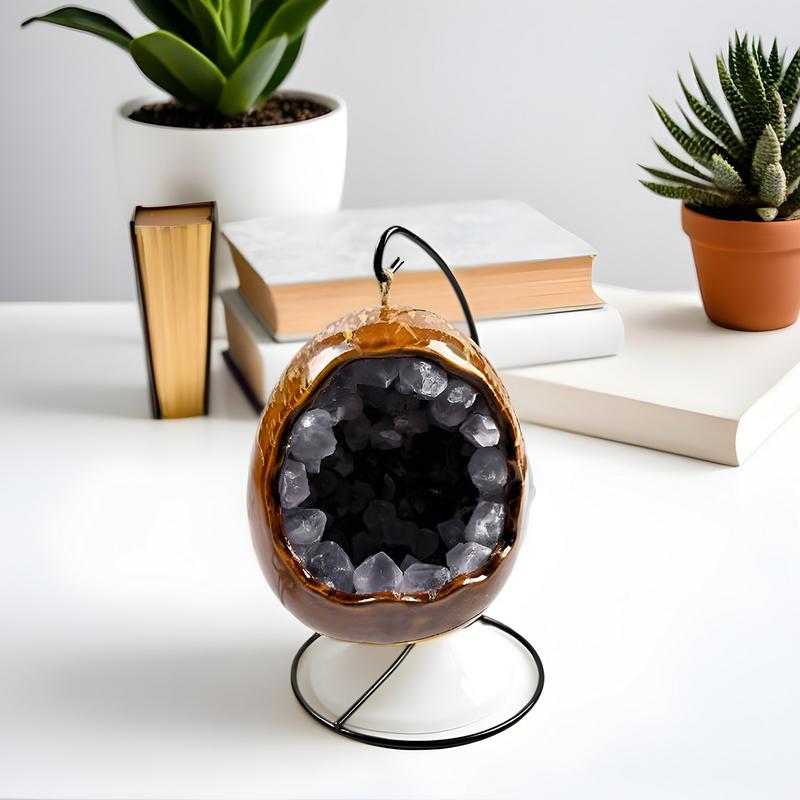 Amethyst Crystal Dinosaur Egg Night Light – Novelty USB Desk Lamp for Bedrooms and Living Rooms, Unique Decoration with Healing Glow for Cozy Relaxing Ambience