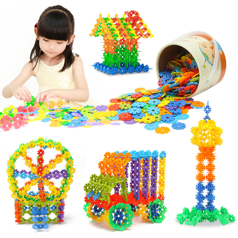 Colorful Snowflake Blocks Toy Set – DIY Puzzle Assembly STEM Learning Educational Shapes for Boys and Girls