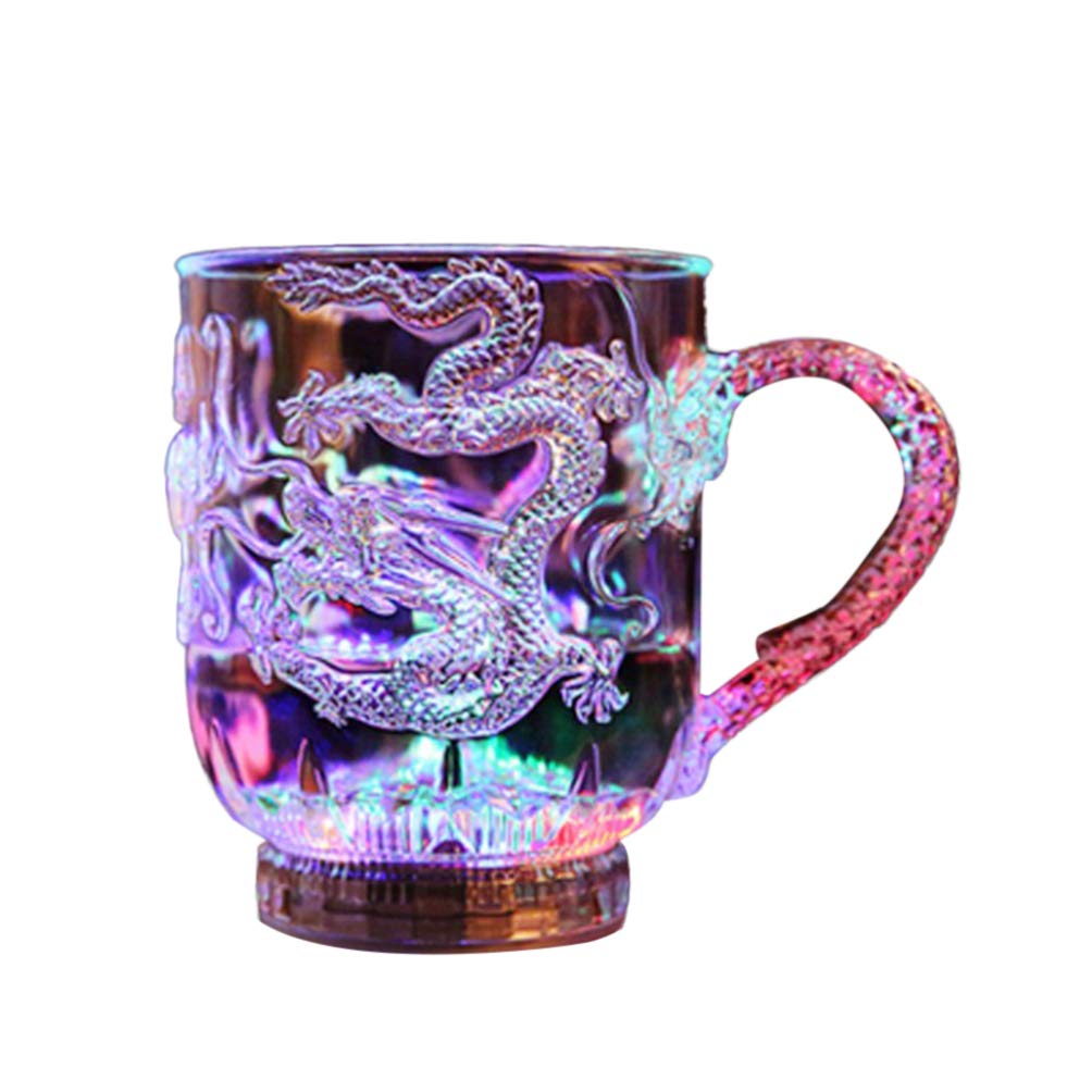 LED Color-Changing Luminous Dragon Mug – Water-Activated Light-Up Cup for Beer, Tea, Whisky, and Party Magic