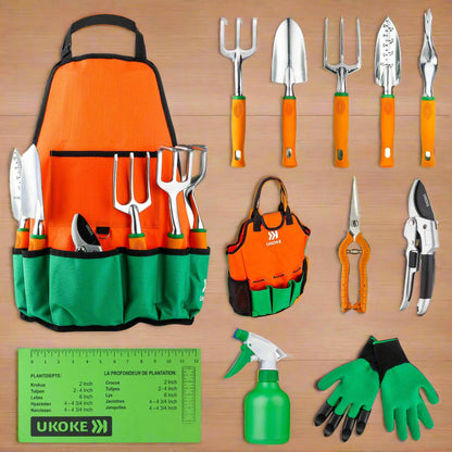 Gardening Tool Set with Ergonomic Grip – 12-Piece Aluminum Hand Tools for Weeding, Digging & All-Inclusive Outdoor Garden Work