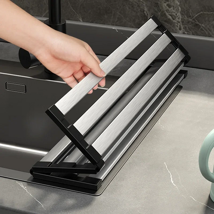 Foldable Stainless Steel Kitchen Sink Drainer – Retractable Dish Storage Rack and Multi-Purpose Bowl Basket for Everyday Kitchen Use