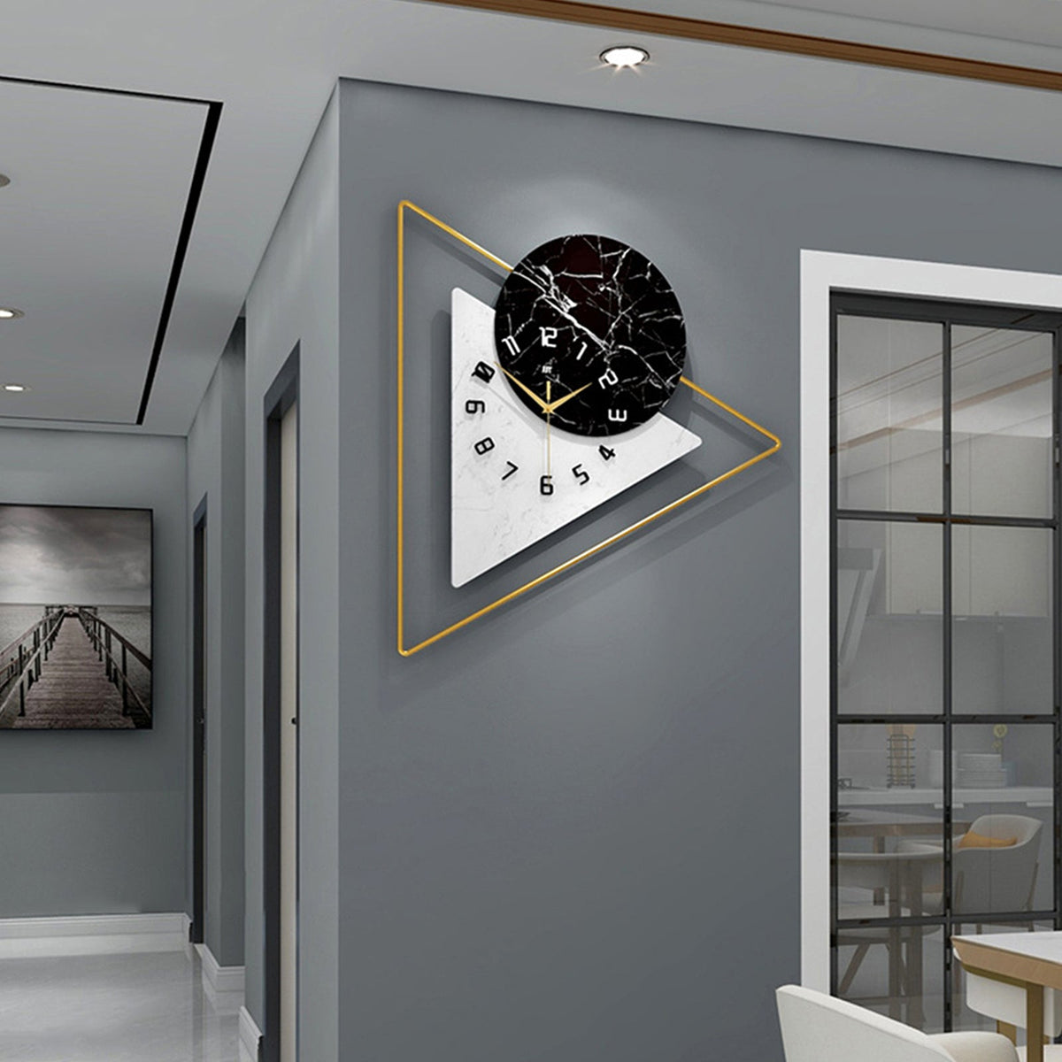 Nordic Style Geometric Wall Clock – Silent Quartz Movement Decorative Wall Accent for Homes, Restaurants & Offices