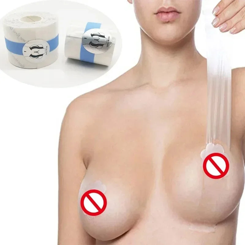Transparent Breast Lift Tape – Invisible Push-Up Enhancer for Large Breasts, Seamless Support Under Dresses and Clothing, Comfortable and Secure Fit for Women
