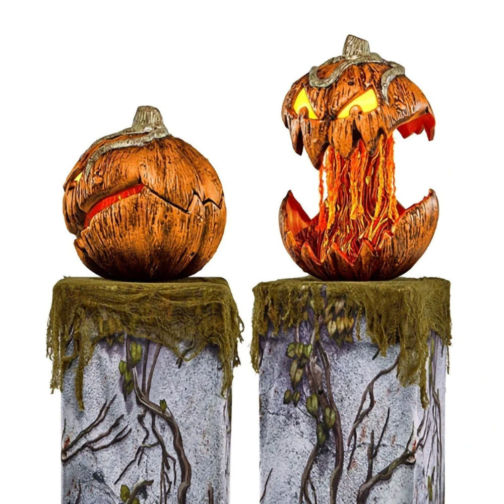 Halloween Talking Pumpkin Decoration – Sound-Activated Light-Up Pumpkin Head with Thrilling Effects for Haunted House Props and Party Cosplay Supplies