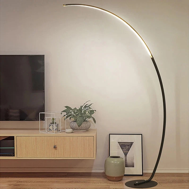 Modern Black Arched Floor Lamp – 65” Dimmable Color Changing LED Standing Light for Living Room, Bedroom, or Stylish Office Décor