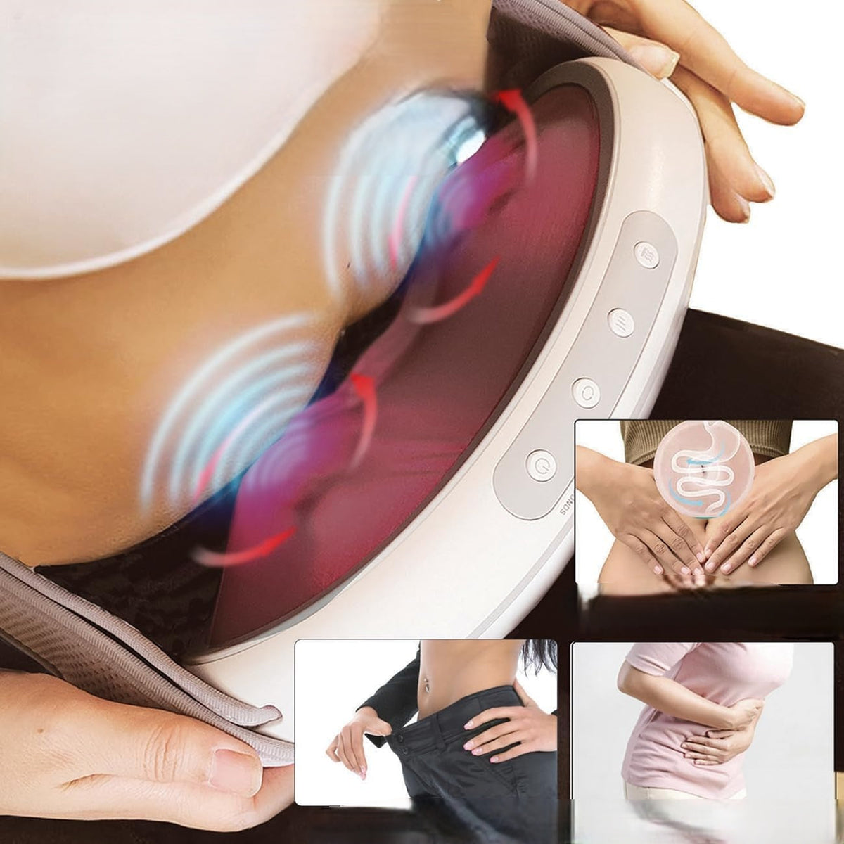 Wireless Portable Waist & Back Massager – Multi-Function Pounding Massage Device with Relaxing Heat for Legs, Office, and Home Wellness Relief
