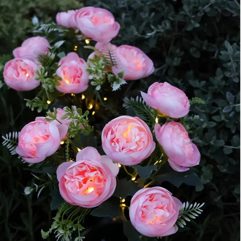Solar Camellia Garden Lights – 7-Head Outdoor Decorative Lawn Lamps, Waterproof Solar Flower Lights