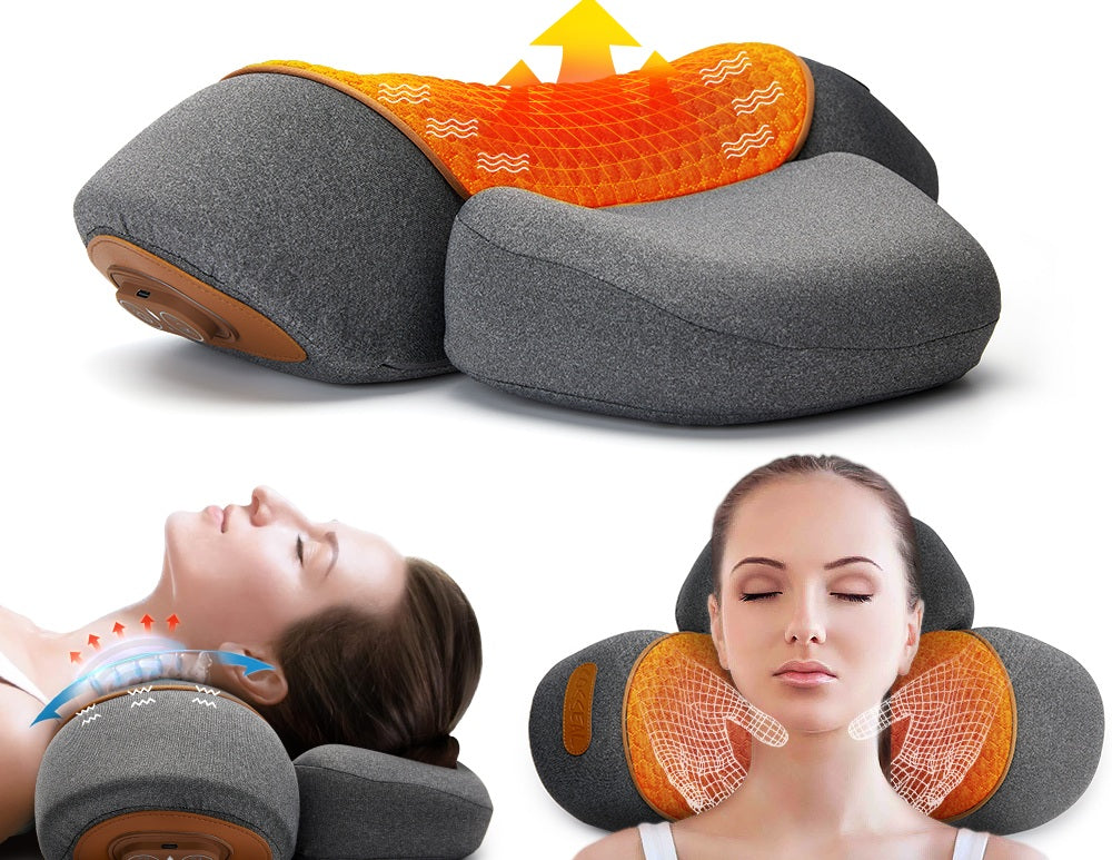 Electric Neck Massager Cervical Pillow – Hot Compress, Vibration Massage, and Spine Support for Pain Relief and Relaxation