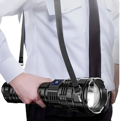 Tactical LED Flashlight – 1000W Built-in Battery Emergency Spotlight, 15000mAh Power with 9km Long-Range Beam