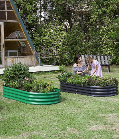 Galvanized Oval Raised Garden Bed Kit – Weather-Resistant, Durable Outdoor Planter Box for Lush Vegetable and Flower Gardening