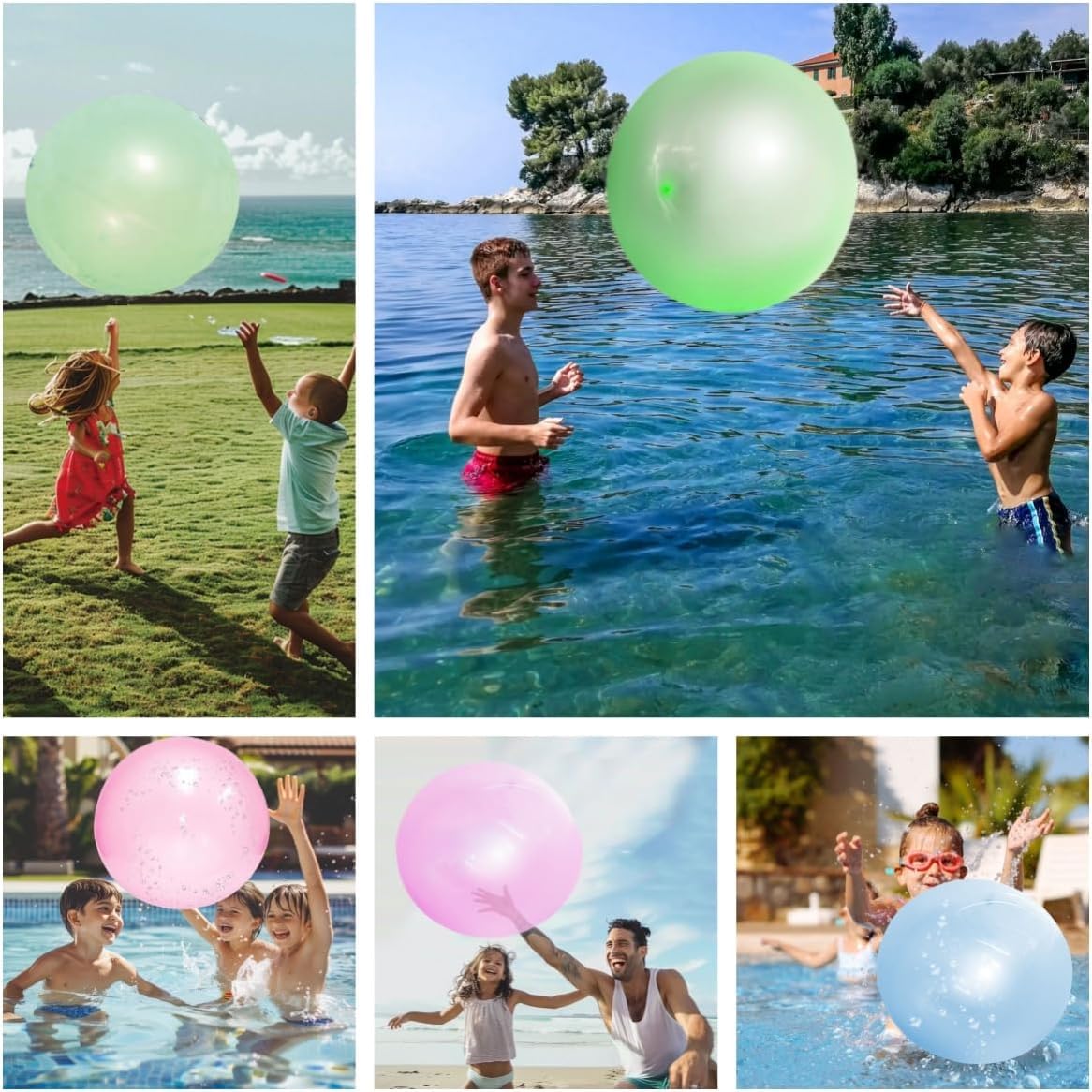 Large Water-Filled Bouncy Ball - Transparent 130x40cm Outdoor Toy for Kids - Birthday Fun, Splash Play & Non-Leak Design