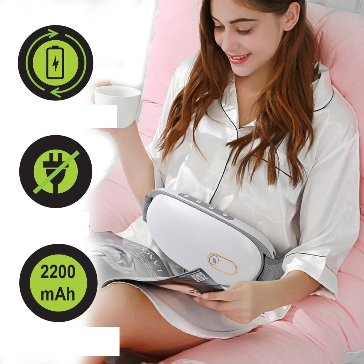 Wireless Portable Waist & Back Massager – Multi-Function Pounding Massage Device with Relaxing Heat for Legs, Office, and Home Wellness Relief