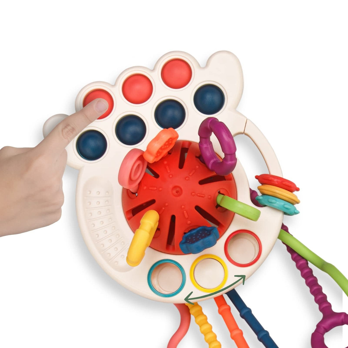 Montessori UFO String Toy - Food-Grade Silicone Sensory Activity Toy for Toddlers 6-18M, Fidget Toy for Travel & Learning