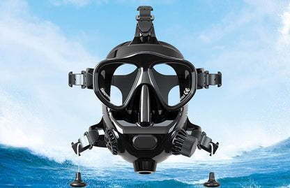 Full Face Diving Mask - Silicone Snorkeling Helmet with Underwater Respirator for Clear Breathing and Wide Viewing Comfort