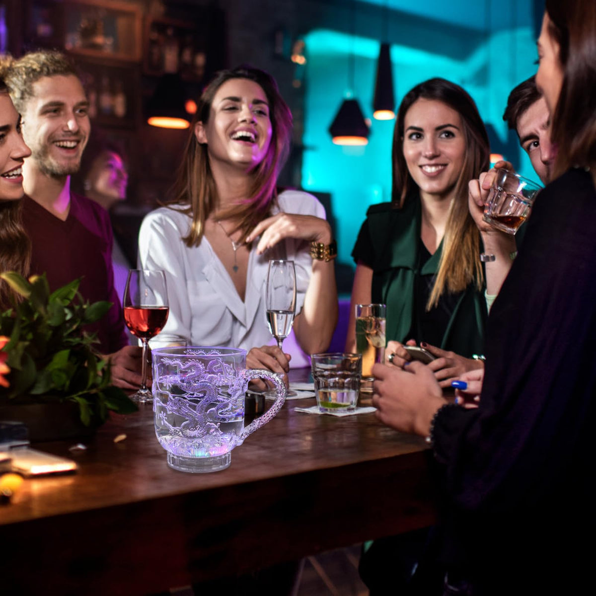 LED Color-Changing Luminous Dragon Mug – Water-Activated Light-Up Cup for Beer, Tea, Whisky, and Party Magic