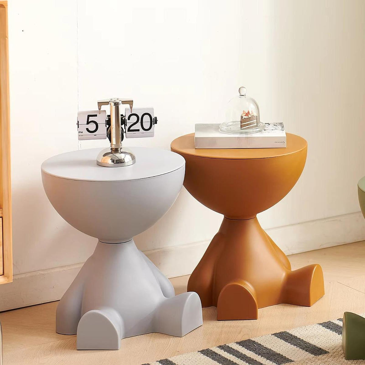 Creative Side End Table Edge Table – Flat-Head Bedside Multifunctional Sofa Side Table, Minimalist Coffee Tray for Small Spaces