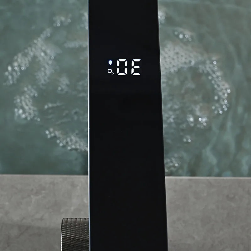 LED Smart Brass Basin Faucet – Deck-Mounted Hot & Cold Water Tap with Digital Display for Modern Bathrooms