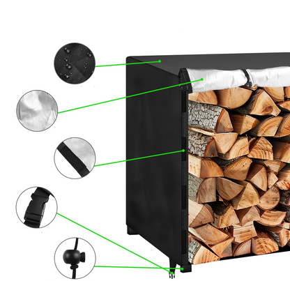 Heavy-Duty Firewood Storage Rack – 4-Foot Outdoor Wood Holder with Waterproof Cover for Logs, Blankets, and Patio Organization