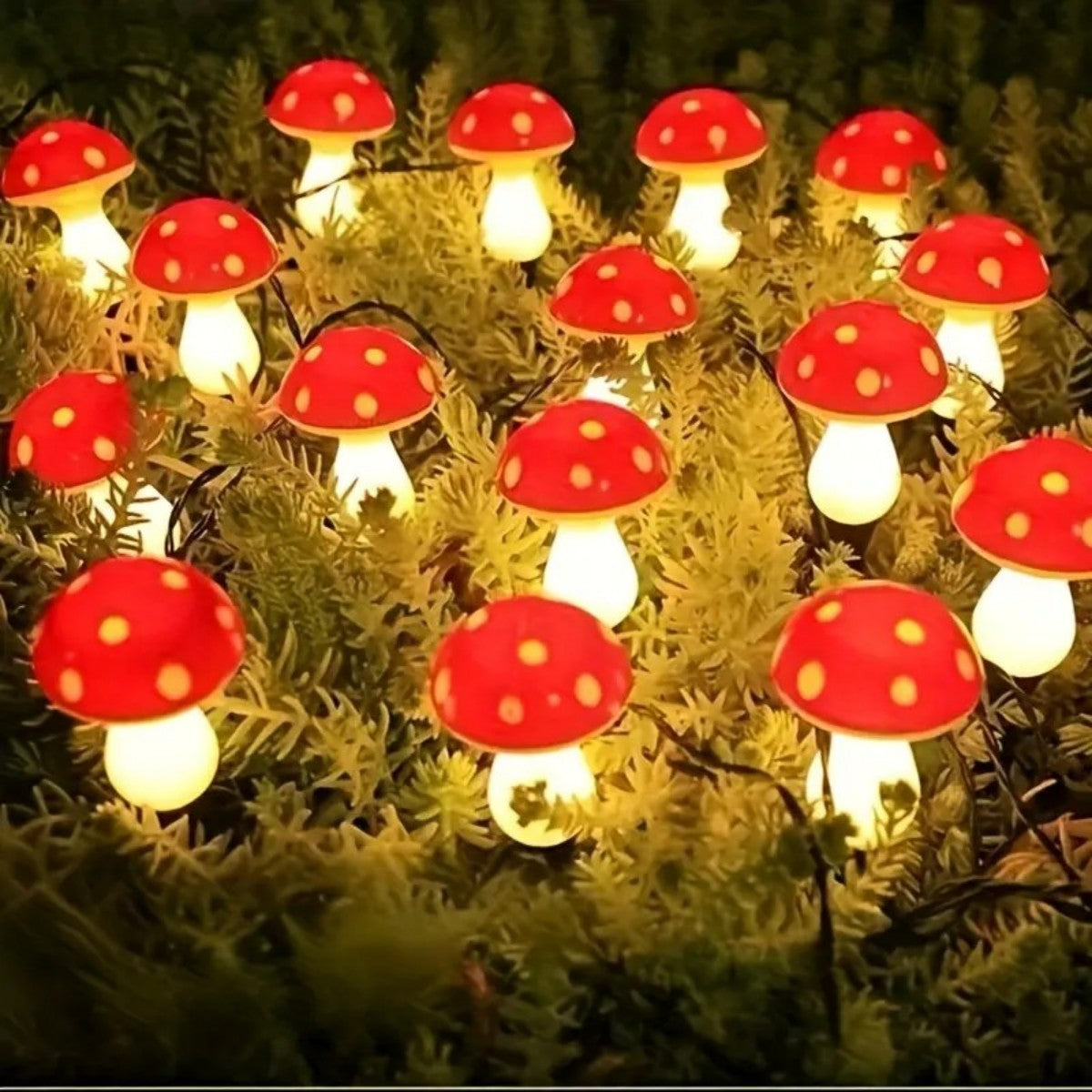 Solar Mushroom Garden Lights – Waterproof Decorative Outdoor String Lights for Lawn, Patio & Pathway Décor