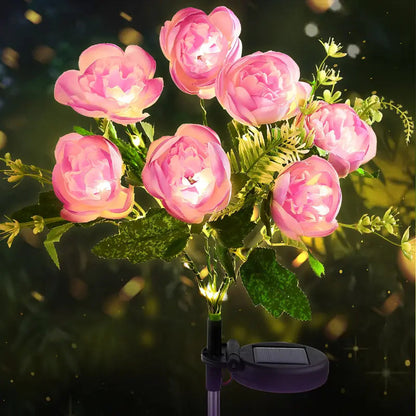 Solar Camellia Garden Lights – 7-Head Outdoor Decorative Lawn Lamps, Waterproof Solar Flower Lights