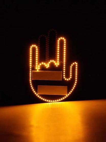 Funny Car Finger Light with Remote – Amber Middle Fingertip Gesture Brake Light Warning Sign for Road Rage, Novelty Auto Accessories, Night Driving Safety