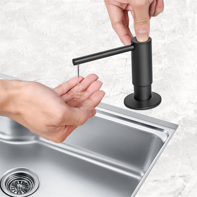 Built-In Brass Soap Dispenser – 500ML Black PE Bottle Kitchen Sink Liquid Soap Pump Dispenser for Modern Home Accessories