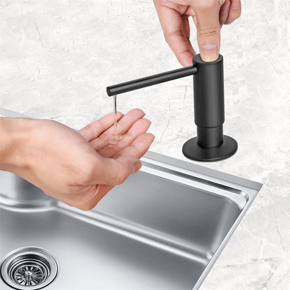 Built-In Brass Soap Dispenser – 500ML Black PE Bottle Kitchen Sink Liquid Soap Pump Dispenser for Modern Home Accessories