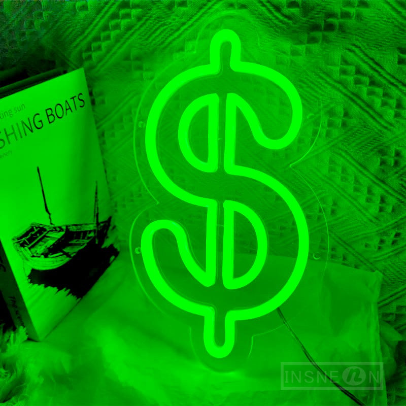 Dollar LED Neon Sign – USB Wall Light for Bar, Pub, Club, and Bedroom Decoration with Cool Money Design