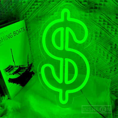 Dollar LED Neon Sign – USB Wall Light for Bar, Pub, Club, and Bedroom Decoration with Cool Money Design
