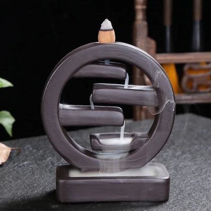 Feng Shui Zisha Backflow Incense Burner – Ceramic Aromatherapy Holder for Relaxation, Meditation, and Peaceful Home Ambience