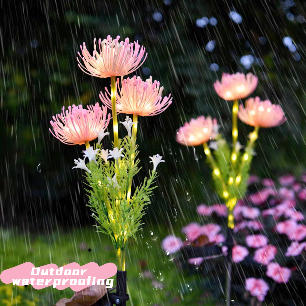 Solar Flower Lawn Lamp Set – 2-Piece Waterproof Outdoor Decorative Garden Stake Lights