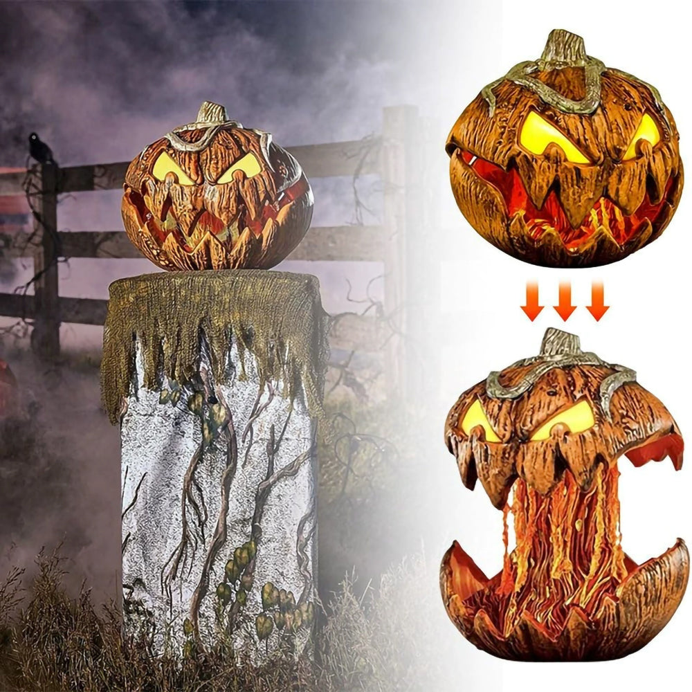 Halloween Talking Pumpkin Decoration – Sound-Activated Light-Up Pumpkin Head with Thrilling Effects for Haunted House Props and Party Cosplay Supplies