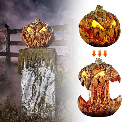 Halloween Talking Pumpkin Decoration – Sound-Activated Light-Up Pumpkin Head with Thrilling Effects for Haunted House Props and Party Cosplay Supplies