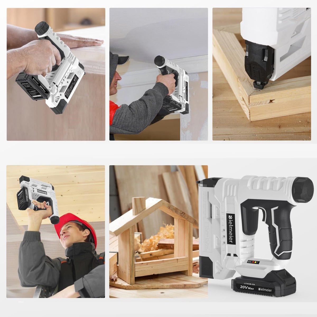 Electric Rechargeable Cordless Nail Gun – 20V Portable Precision Nailer for DIY, Carpentry, and Home Projects with Efficient Battery Power