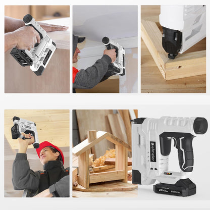 Electric Rechargeable Cordless Nail Gun – 20V Portable Precision Nailer for DIY, Carpentry, and Home Projects with Efficient Battery Power