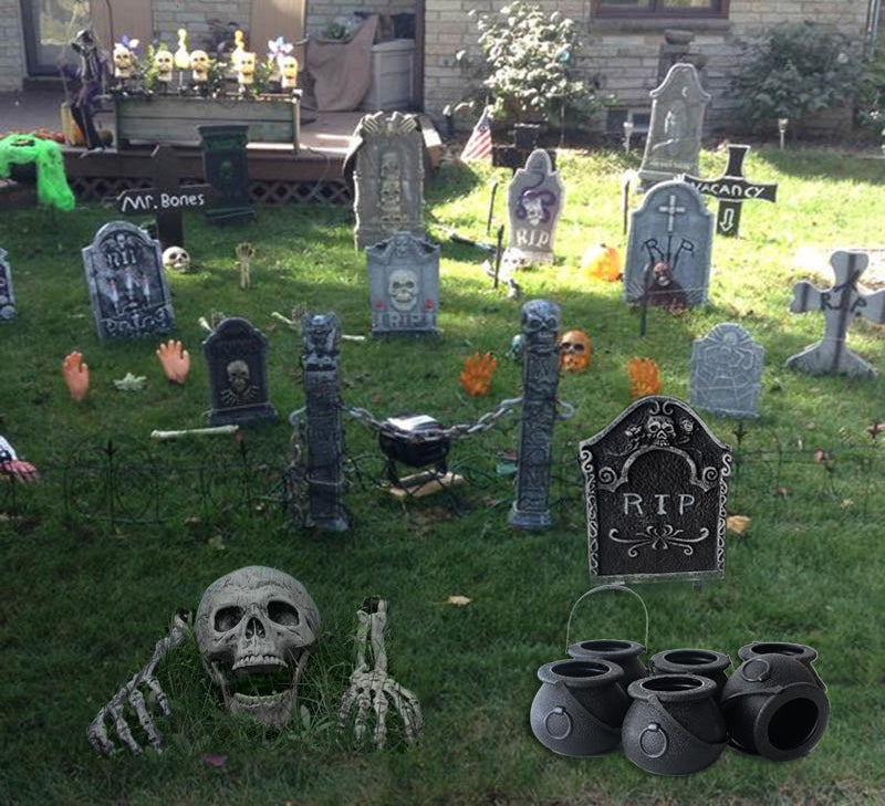 Halloween Skeleton Hand Props – Realistic Plastic Human Bone Decorations for Garden, Patio, Outdoor Lawn, and Haunted Party Displays
