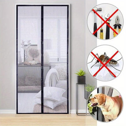 Magnetic Mesh Curtain – Easy-Install Insect and Mosquito Repellent Door Screen, Breathable Polyester Blend for Bedrooms, Living Rooms, and Summer Protection