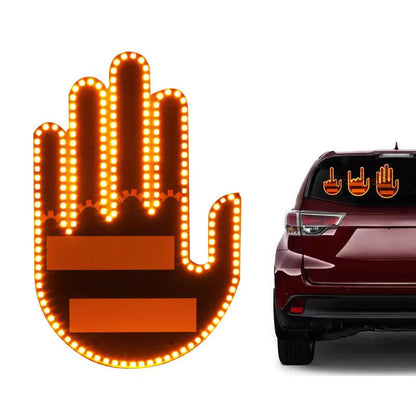 Funny Car Finger Light with Remote – Amber Middle Fingertip Gesture Brake Light Warning Sign for Road Rage, Novelty Auto Accessories, Night Driving Safety