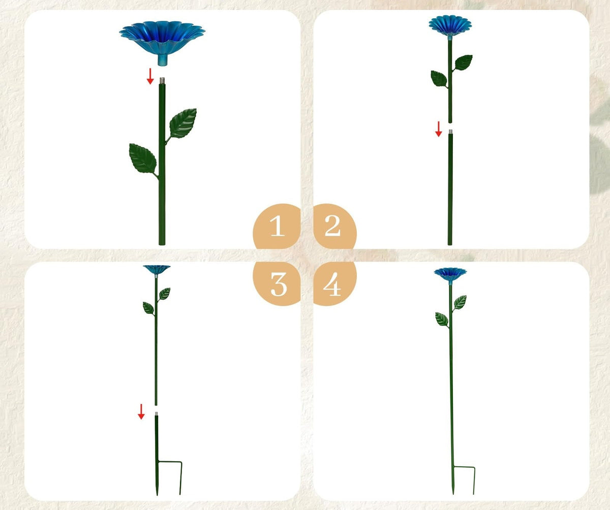 Bee and Butterfly Watering Station Set – 3-Piece Metal Garden Feeder Cups with Flower Shape and Butterfly Bath for Pollinator-Friendly Outdoor Decor